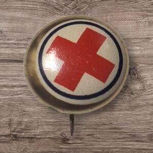Vintage Red Cross Emblem Brooch Pin
